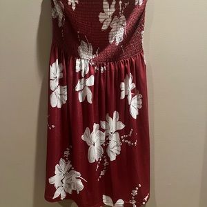 Strapless Sun dress or swimsuit coverup, Hawaiian flower print, size medium